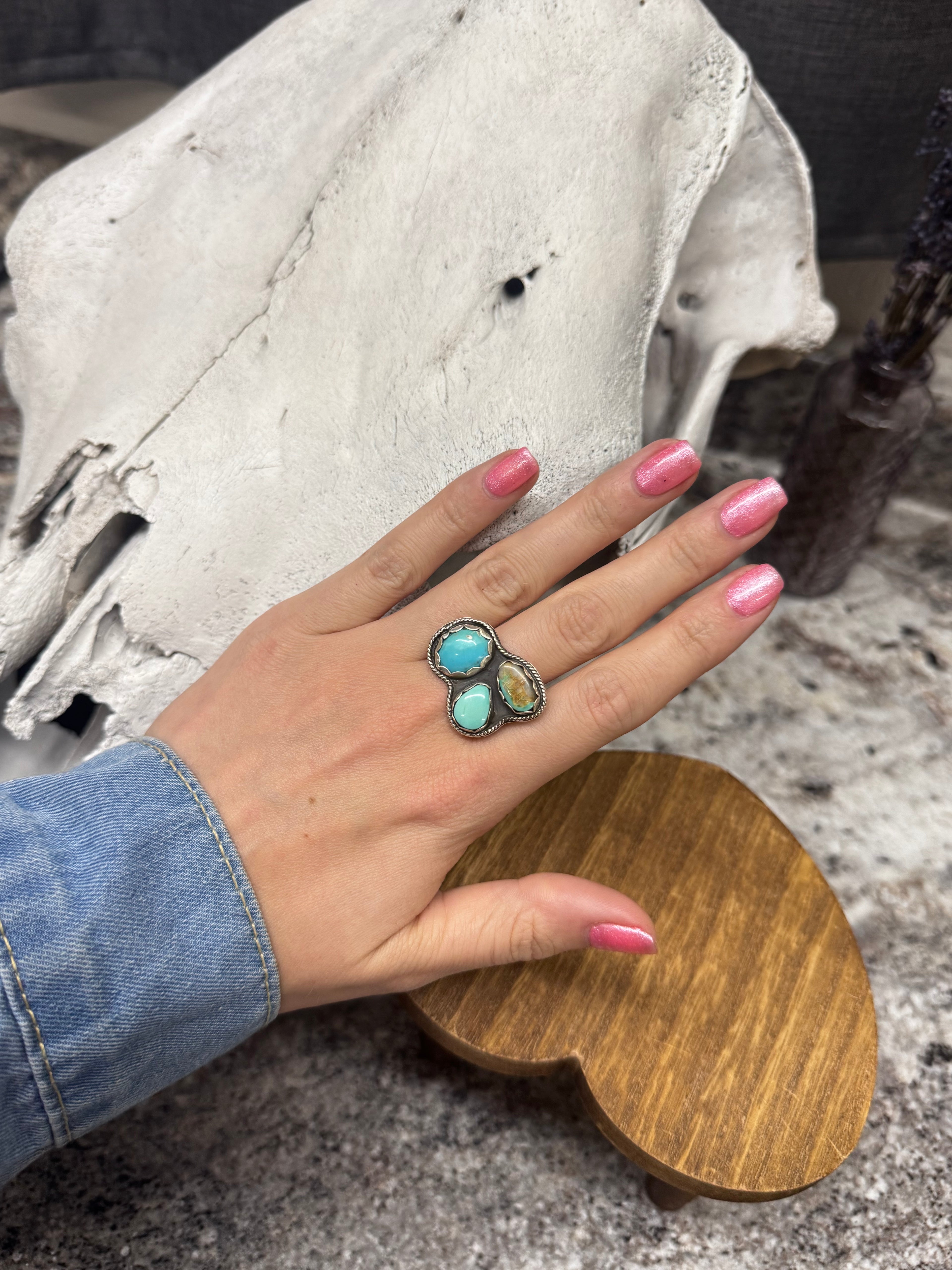 Canyon Cluster Turquoise Ring (size 8)