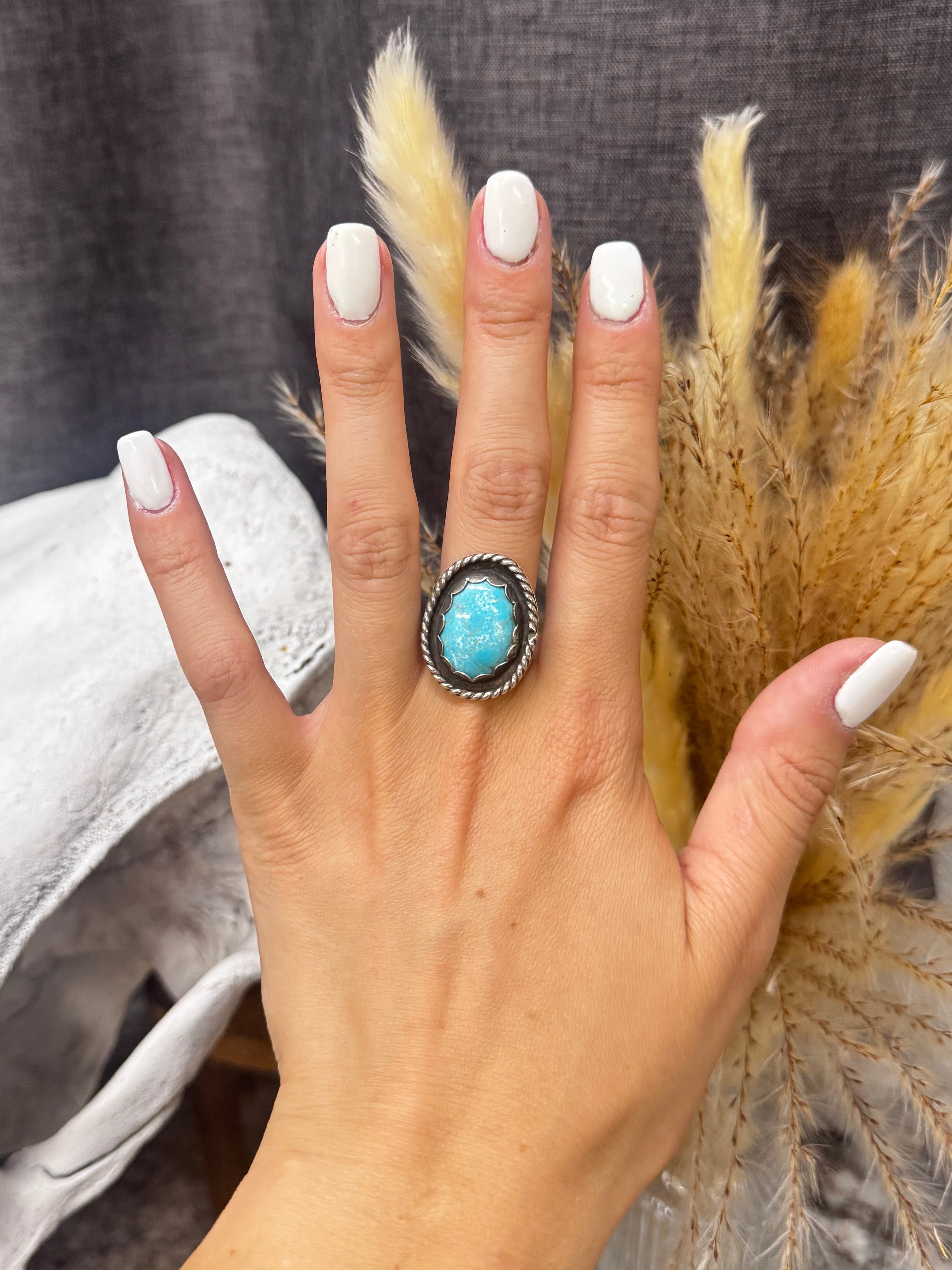 (Size 7) Turquoise Twist Ring