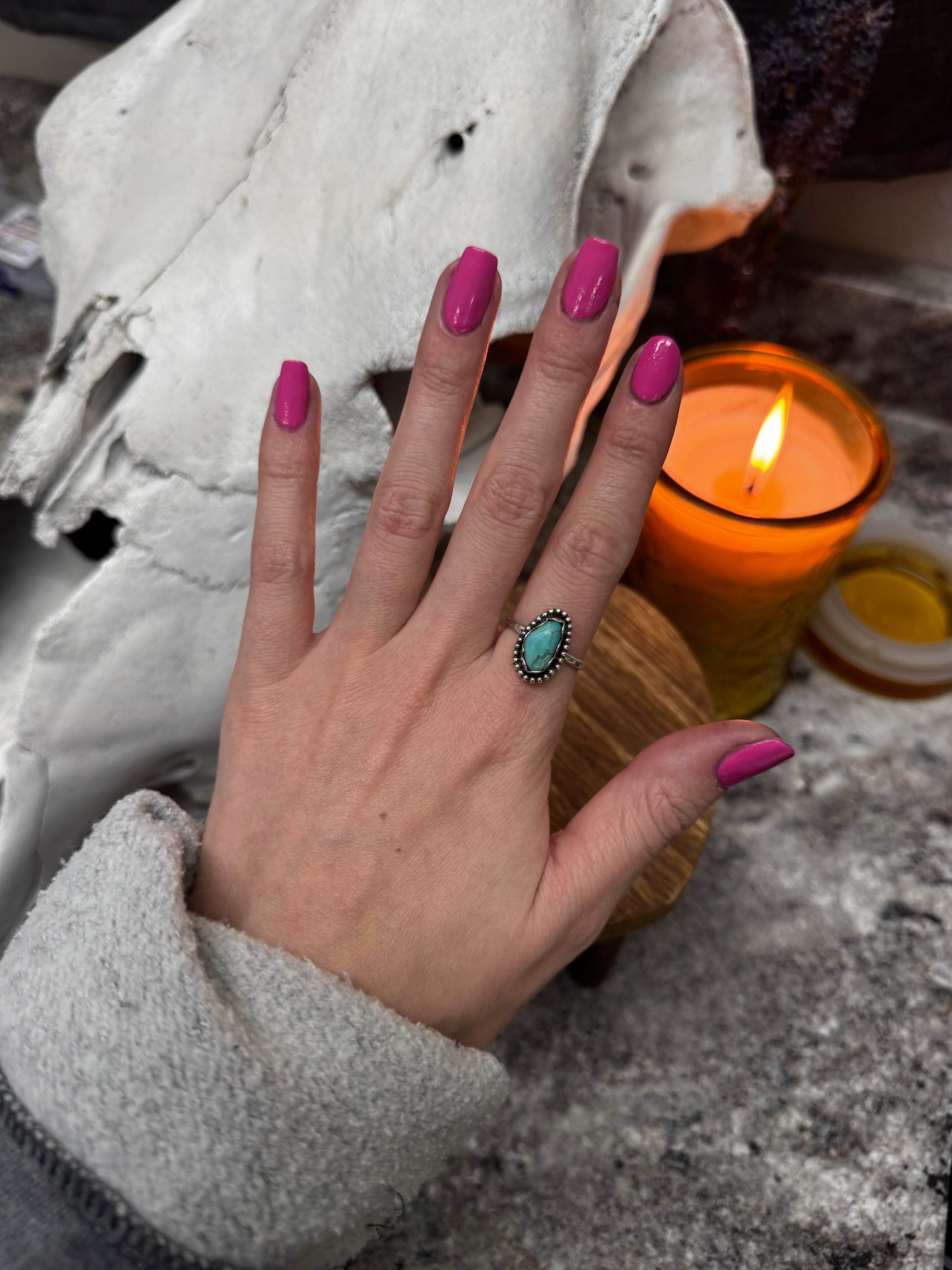 (Size 8) Dainty Darling Turquoise Ring