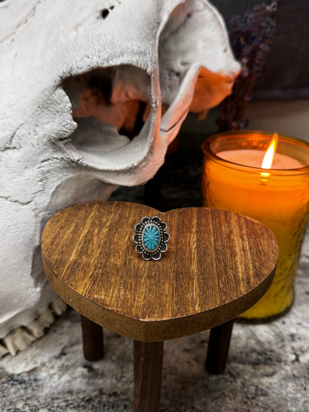 Desert Lullaby Carved Turquoise Ring (size 7.25)